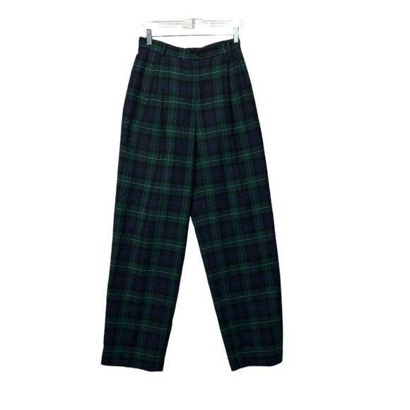 100% Wool high waist  Liz claiborne Plaid lined Academia trousers size 4 - Picture 4 of 16